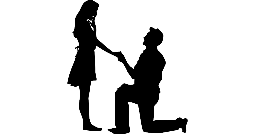 プロポーズされている男女のイラスト